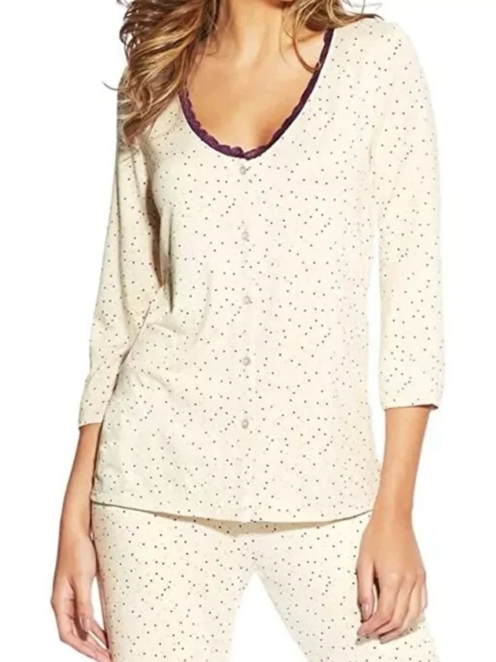 Maidenform Scattered Polka Dots-2pc Pajama Set with Button Down Top NWT XS-2xl